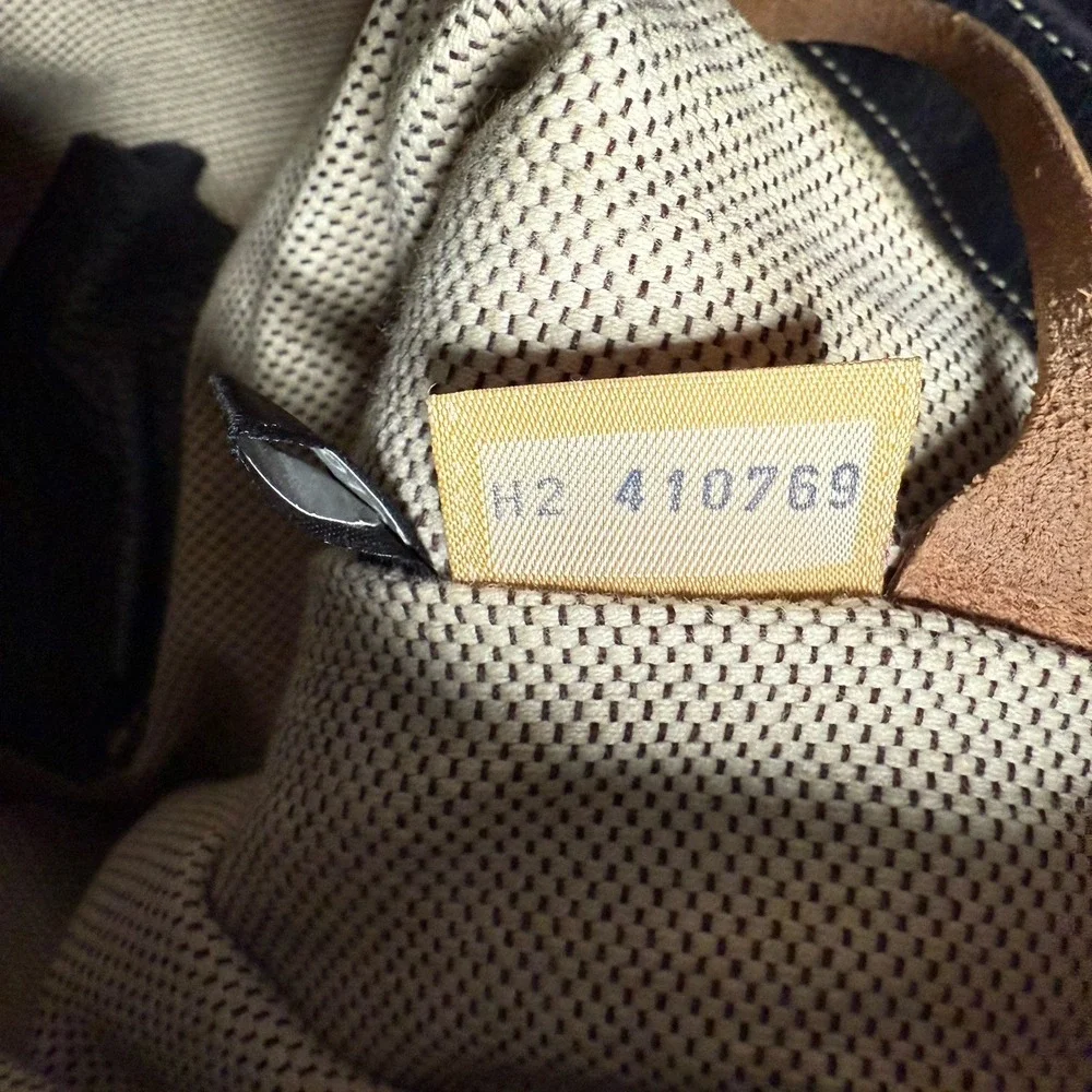 Vintage Dooney & Bourke Shoulder Bag Pebbled Leather Black Brown Hobo Large USA